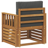 Outdoor Sofa Solid Acacia Wood and Polyester Natural