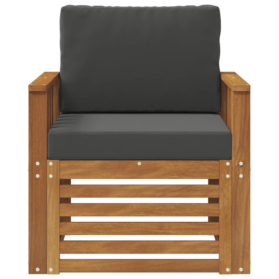 Outdoor Sofa Set Natural and Anthracite Solid Acacia Wood