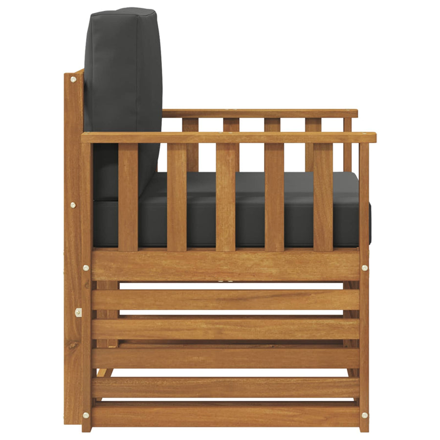 Outdoor Sofa Set Natural and Anthracite Solid Acacia Wood