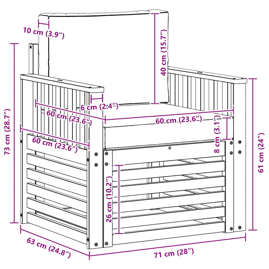 Outdoor Sofa Set Natural and Anthracite Solid Acacia Wood