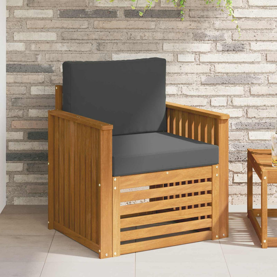 Outdoor Sofa Set Natural and Anthracite Solid Acacia Wood