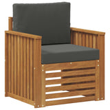 Outdoor Sofa Solid Acacia Wood and Polyester Natural