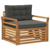 Outdoor Sofa Solid Acacia Wood and Polyester - Front View