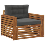 Outdoor Sofa Solid Acacia Wood and Polyester - Front View