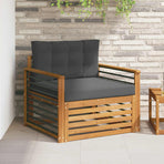 Outdoor Sofa Set Natural and Anthracite Solid Acacia Wood