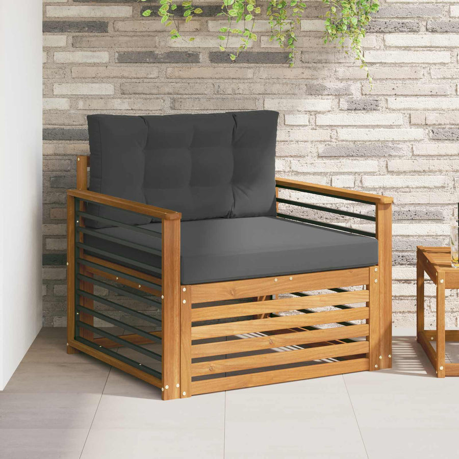 Outdoor Sofa Set Natural and Anthracite Solid Acacia Wood