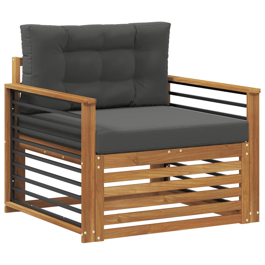 Outdoor Sofa Set Natural and Anthracite Solid Acacia Wood