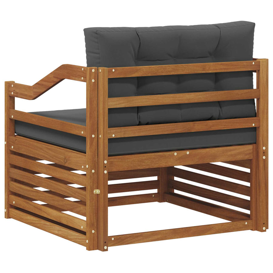 Outdoor Sofa Set Natural and Anthracite Solid Acacia Wood