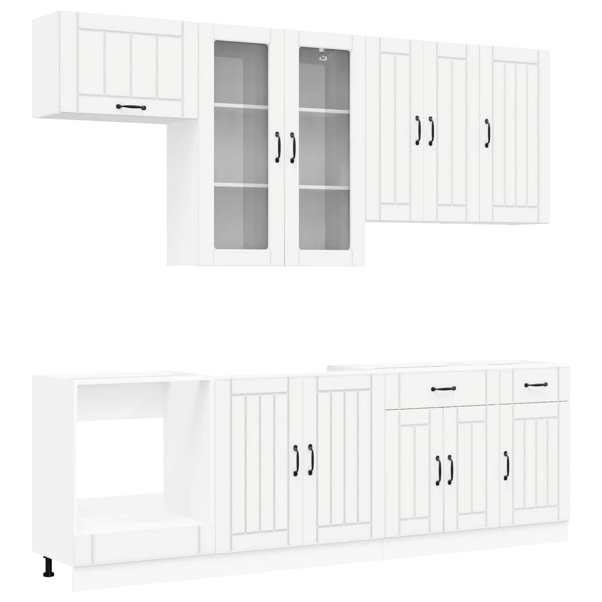 Cabinet Set with Drawer with Shelf 8 pcs White Engineered Wood