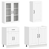 Cabinet Set with Drawer with Shelf 8 pcs White Engineered Wood - Front View