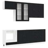 Kitchen Unit LUCCA 8 pcs Black Engineered Wood