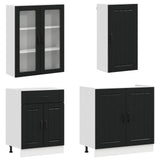 Kitchen Unit LUCCA 8 pcs Black Engineered Wood