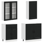 Kitchen Unit LUCCA 8 pcs Black Engineered Wood