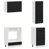 Kitchen Unit LUCCA 8 pcs Black Engineered Wood