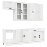 Kitchen Unit LUCCA 8 pcs High Gloss White Engineered Wood - Front View