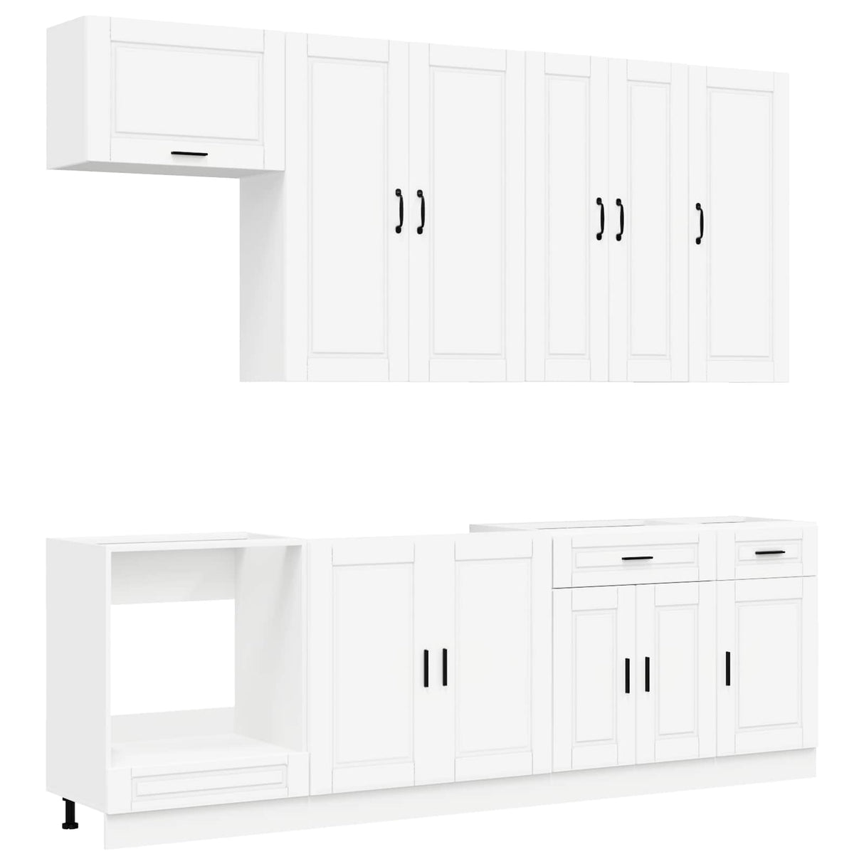 Cabinet Set with Drawer with Shelf 8 pcs White Engineered Wood