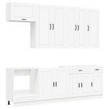 Cabinet Set with Drawer with Shelf 8 pcs White Engineered Wood