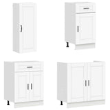 Cabinet Set with Drawer with Shelf 8 pcs White Engineered Wood - Front View
