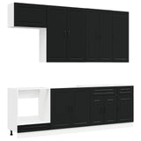 Kitchen Unit PORTO 8 pcs Black Engineered Wood - Front View