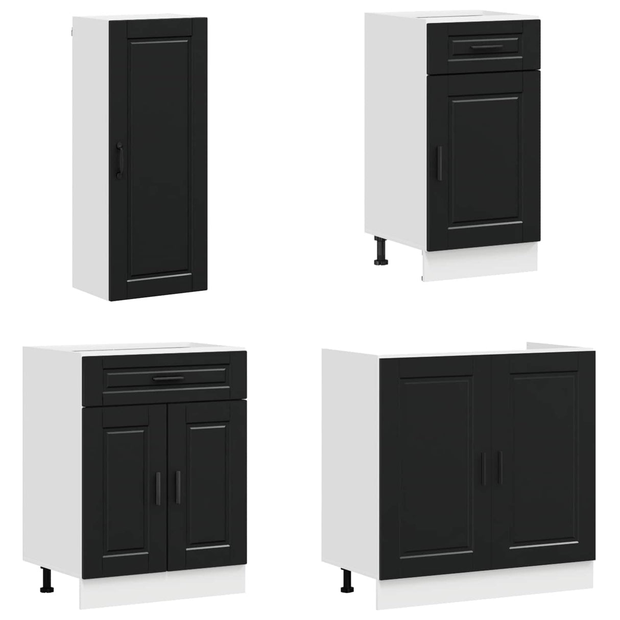 Kitchen Unit PORTO 8 pcs Black Engineered Wood