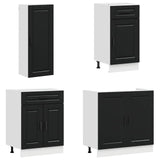 Kitchen Unit PORTO 8 pcs Black Engineered Wood - Side View