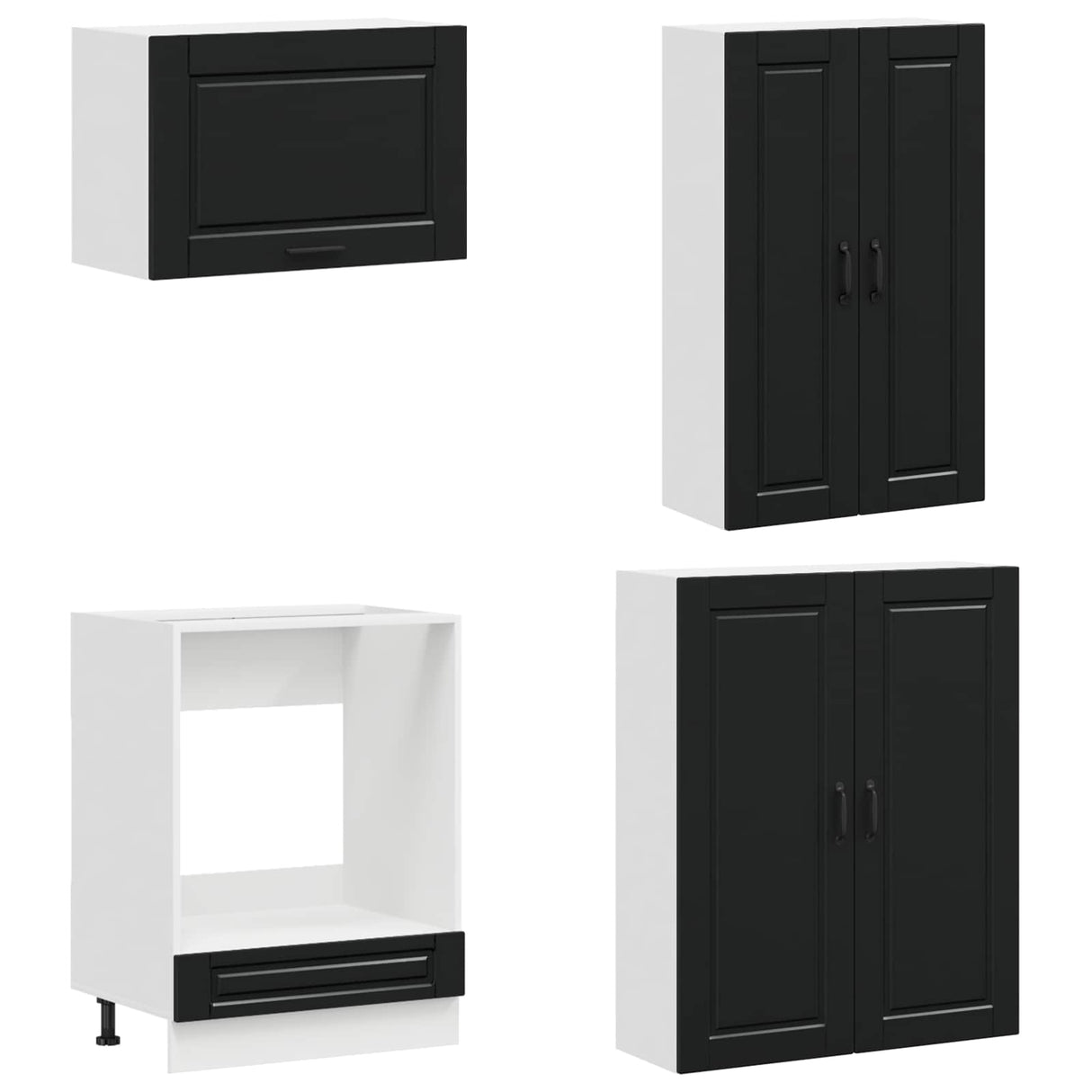 Kitchen Unit PORTO 8 pcs Black Engineered Wood