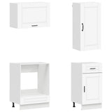 Cabinet Set with Drawer with Shelf 8 pcs White Engineered Wood - Side View