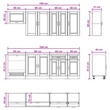 Cabinet Set with Drawer with Shelf 8 pcs White Engineered Wood - Low Angle