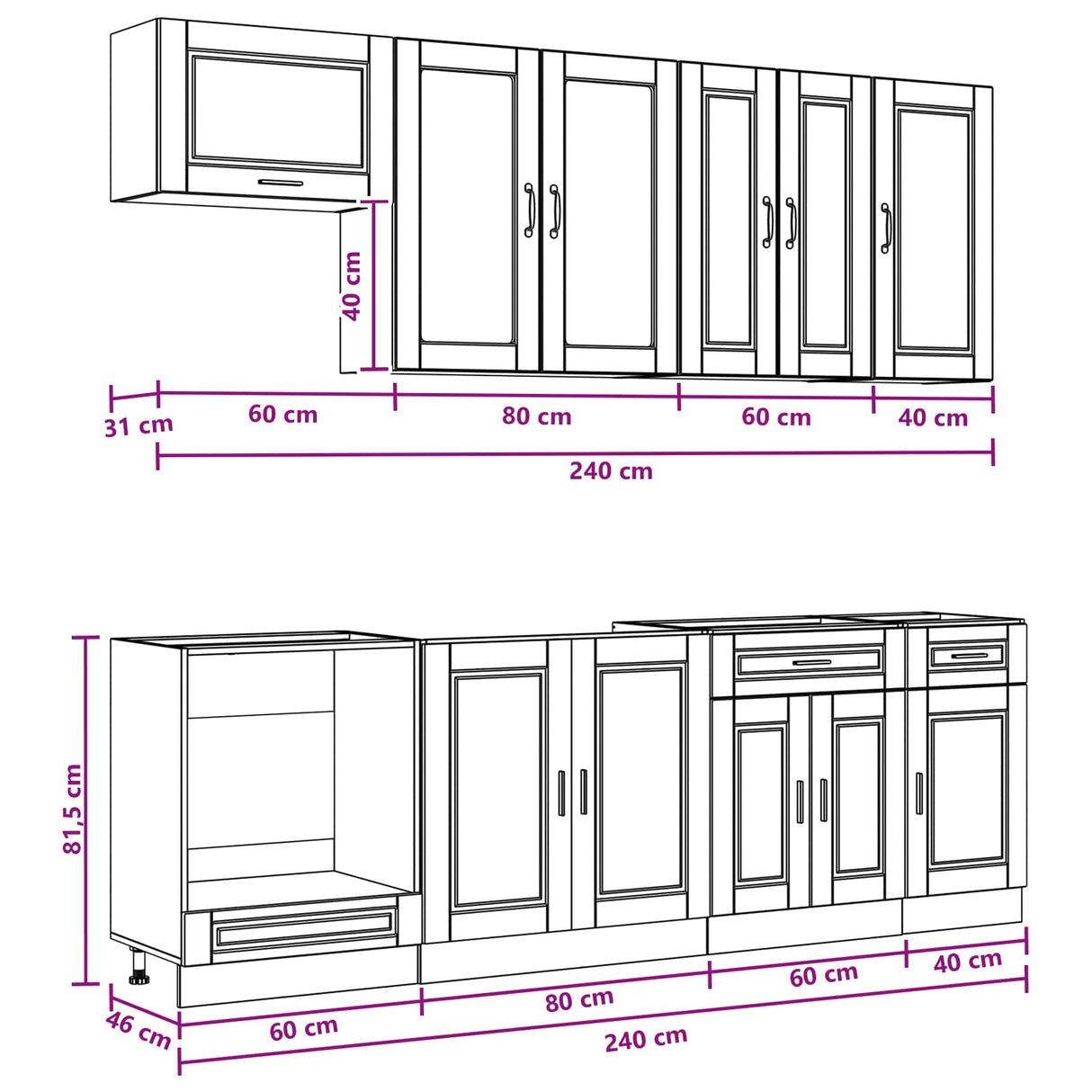 Kitchen Unit PORTO 8 pcs High Gloss White Engineered Wood
