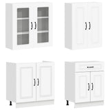 Cabinet Set with Drawer with Shelf 8 pcs White Engineered Wood - Front View