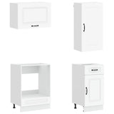 Cabinet Set with Drawer with Shelf 8 pcs White Engineered Wood - Side View
