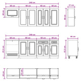 Cabinet Set with Drawer with Shelf 8 pcs White Engineered Wood - Low Angle