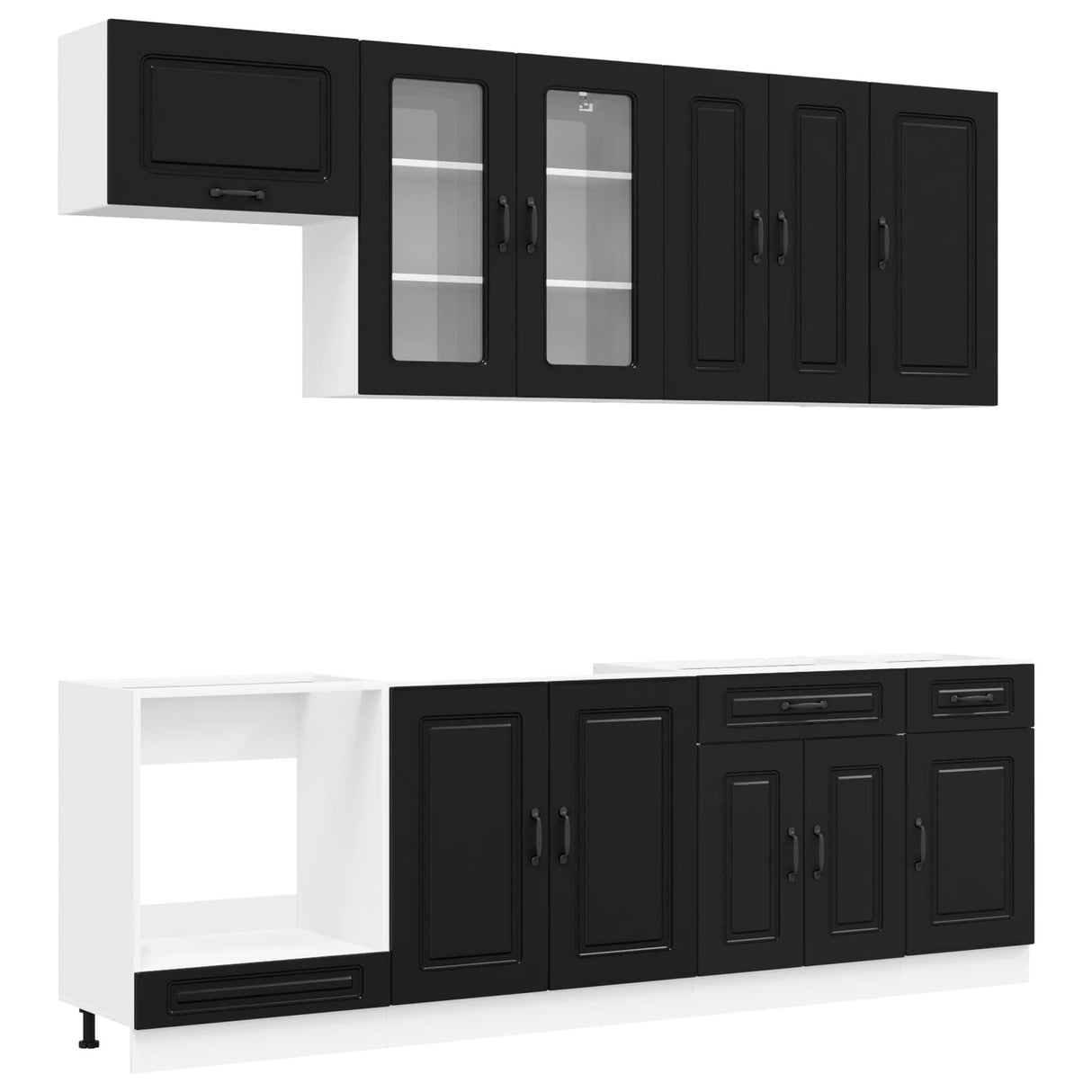 Kitchen Unit KALMAR 8 pcs Black Engineered Wood