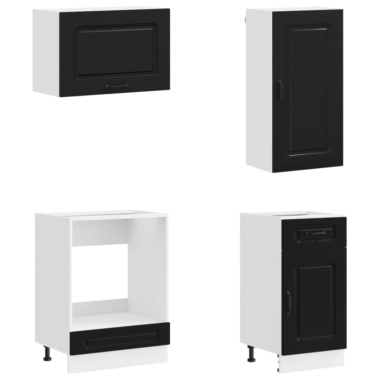 Kitchen Unit KALMAR 8 pcs Black Engineered Wood