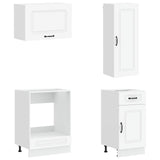 Cabinet Set with Drawer with Shelf 8 pcs White Engineered Wood - Side View