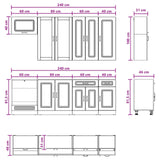 Cabinet Set with Drawer with Shelf 8 pcs White Engineered Wood - Low Angle