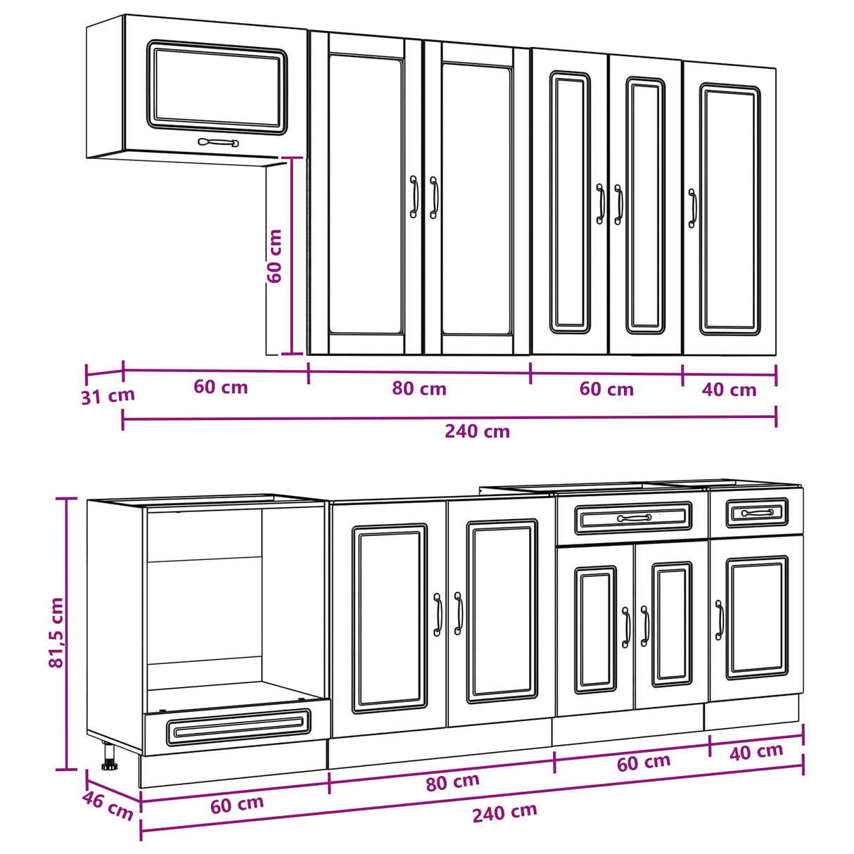 Cabinet Set with Drawer with Shelf 8 pcs White Engineered Wood