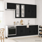 Kitchen Unit KALMAR 8 pcs Black Engineered Wood