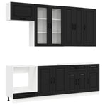 Kitchen Unit KALMAR 8 pcs Black Engineered Wood