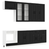 Kitchen Unit KALMAR 8 pcs Black Engineered Wood - Front View