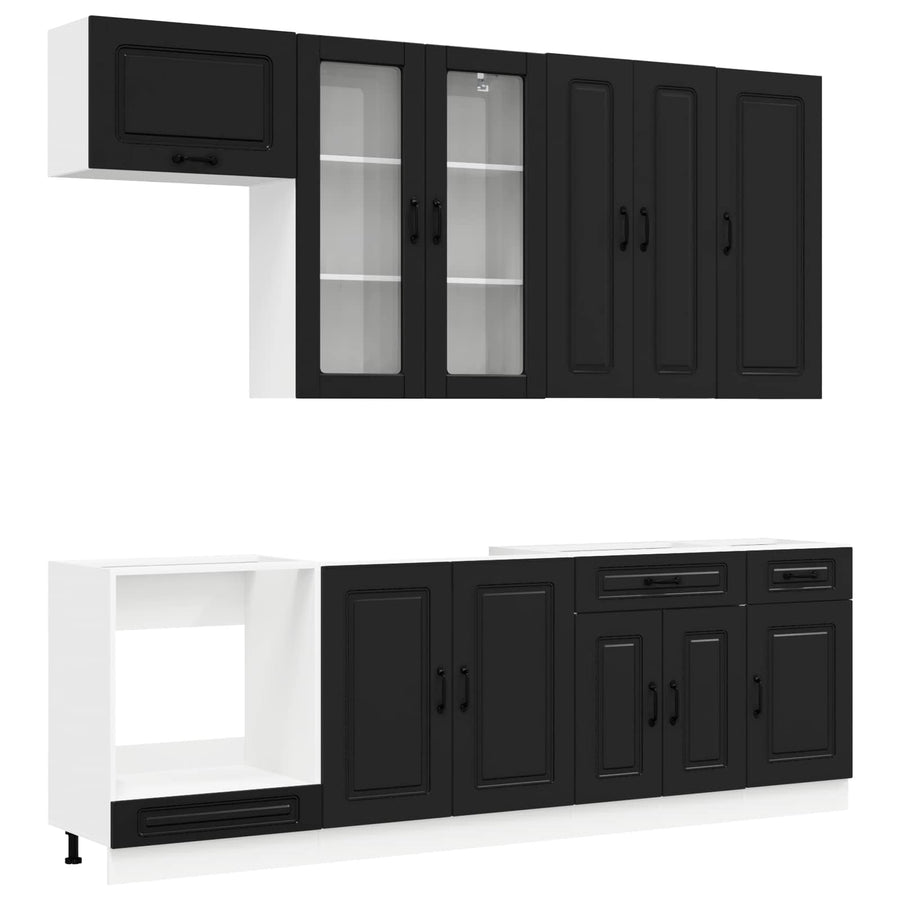 Kitchen Unit KALMAR 8 pcs Black Engineered Wood