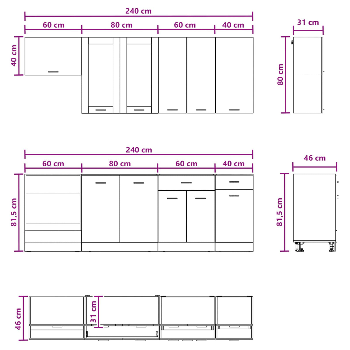 Kitchen Unit LYON 8 pcs White Engineered Wood