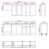 Kitchen Unit LYON 8 pcs White Engineered Wood - Low Angle