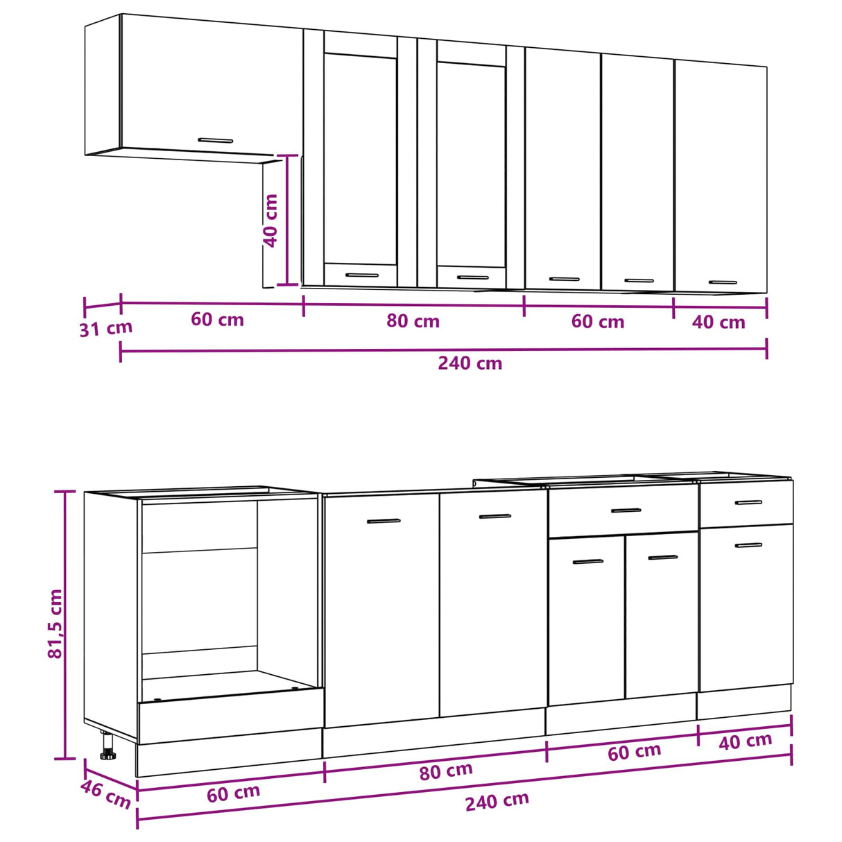 Kitchen Unit LYON 8 pcs White Engineered Wood