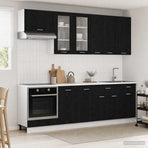 Kitchen Unit LYON 8 pcs Black Oak Engineered Wood