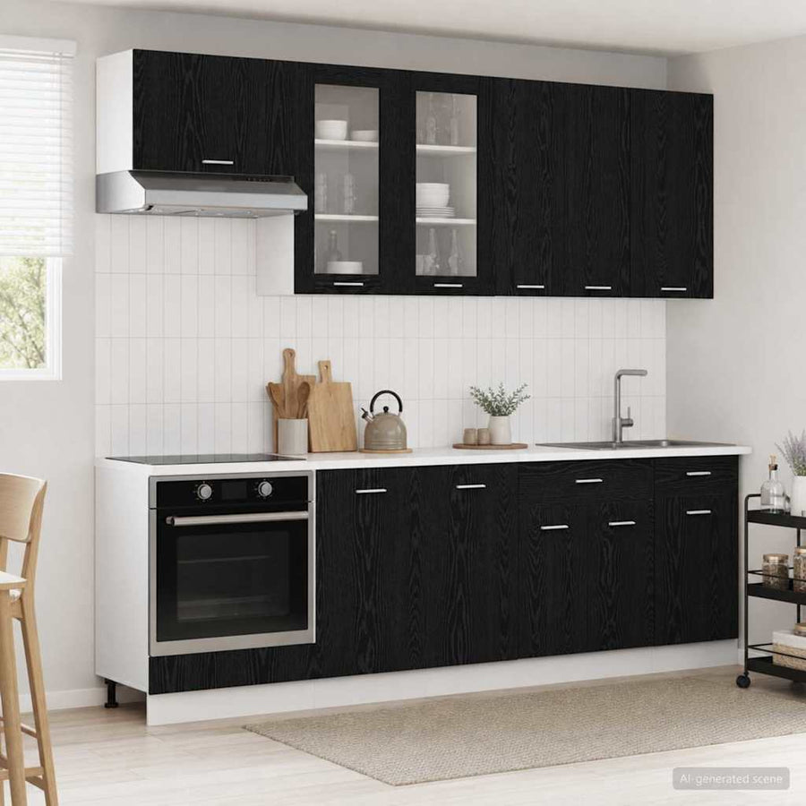 Kitchen Unit LYON 8 pcs Black Oak Engineered Wood