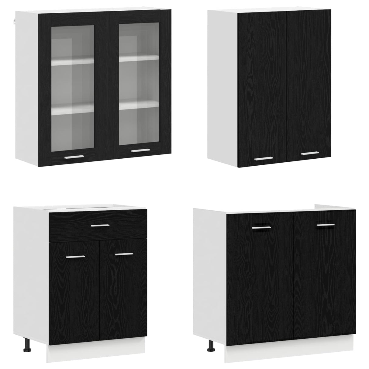 Kitchen Unit LYON 8 pcs Black Oak Engineered Wood