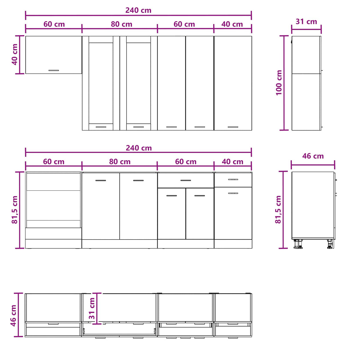 Kitchen Unit LYON 8 pcs White Engineered Wood