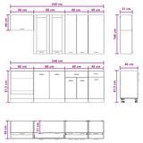 Kitchen Unit LYON 8 pcs White Engineered Wood - Low Angle