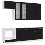 Kitchen Unit LYON 8 pcs Black Oak Engineered Wood - Front View